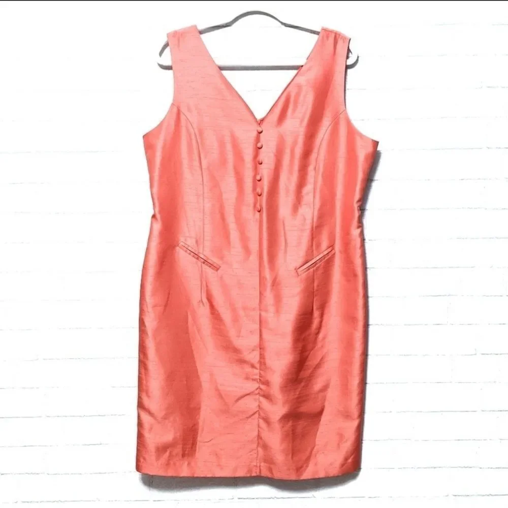 UJA UN JOUR AILLEURS Orange Coral Sheath Dress 16 - Picture 9 of 9